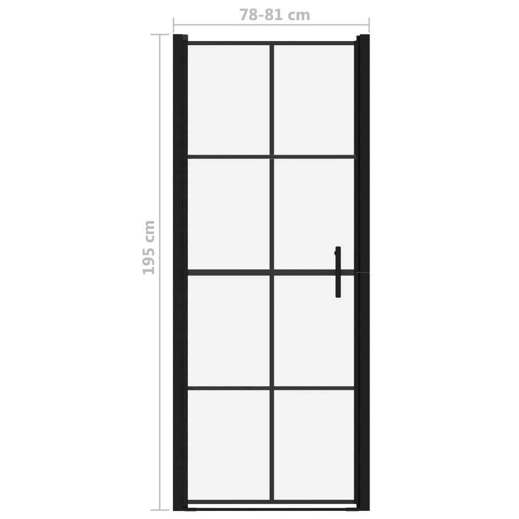 vidaXL Douchedeuren 81x195 cm gehard glas zwart - Afbeelding 5