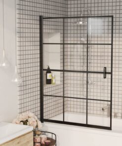 vidaXL Douchewand 100x140 cm ESG zwart