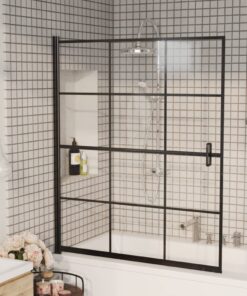 vidaXL Douchewand 116x140 cm ESG zwart