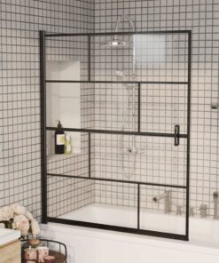 vidaXL Douchewand 116x140 cm ESG zwart