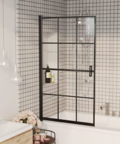 vidaXL Douchewand 80x140 cm ESG zwart