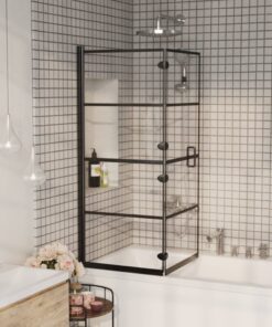 vidaXL Douchewand inklapbaar 120x140 cm ESG zwart