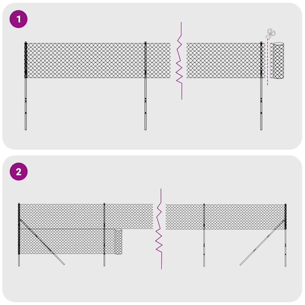 vidaXL Draadgaashek met flens 2,2x25 m antracietkleurig - Afbeelding 6