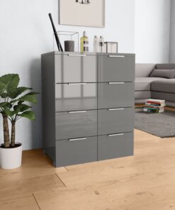 vidaXL Dressoir 60x35x80 cm bewerkt hout hoogglans grijs