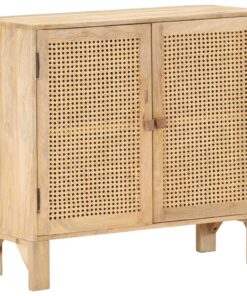 vidaXL Dressoir 80x30x73 cm massief mangohout en natuurlijk riet