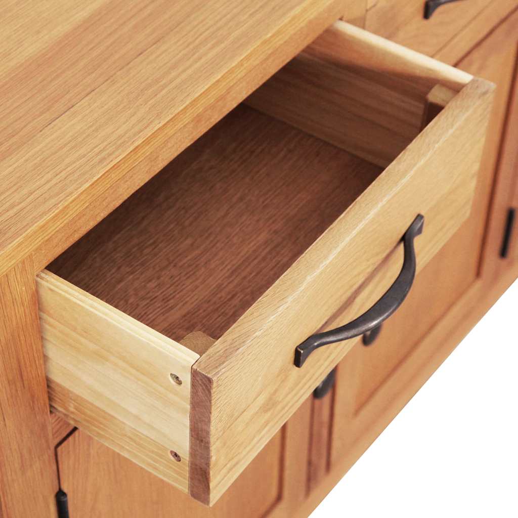 vidaXL Dressoir Bruin 112 x 33.5 x 70 cm Massief eikenhout - Afbeelding 5