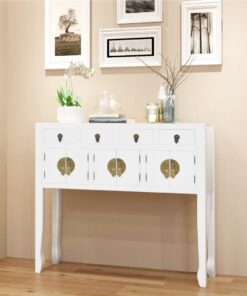 vidaXL Dressoir Chinese stijl massief hout wit