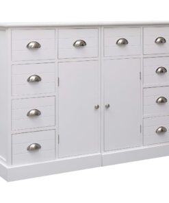 vidaXL Dressoir met 10 lades 113x30x79 cm hout wit