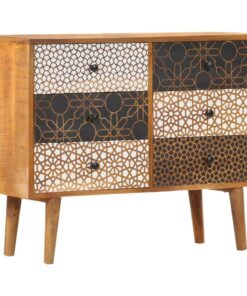 vidaXL Dressoir met geprint patroon 90x30x70 cm massief mangohout