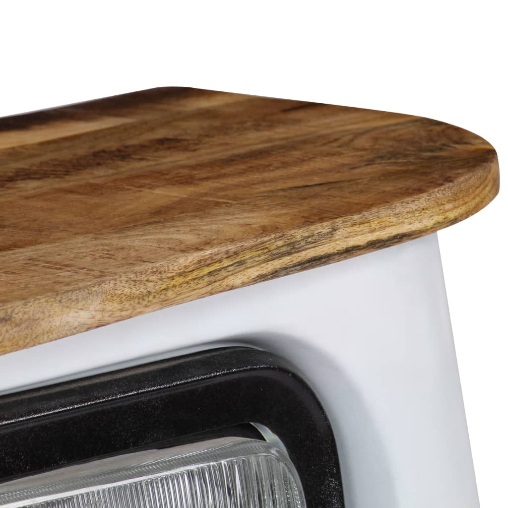 vidaXL Dressoir vrachtwagen massief mangohout wit - Afbeelding 3