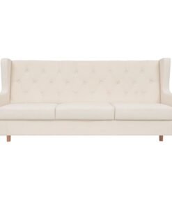 vidaXL Driezitsbank stof crèmewit