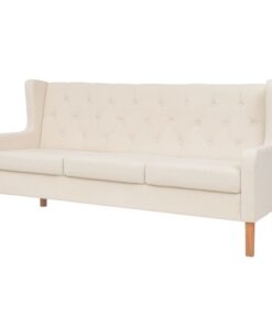 vidaXL Driezitsbank stof crèmewit