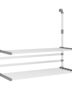 vidaXL Droogrek voor balkon 89x25x(60-95) cm aluminium