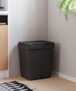vidaXL Dubbele vuilnisbak 2x25 L antracietkleurig