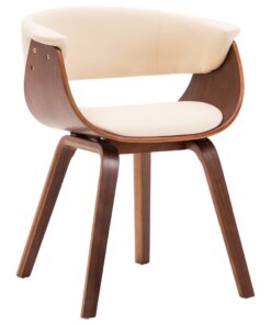 vidaXL Eetkamerstoel gebogen hout en kunstleer crème