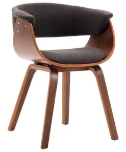 vidaXL Eetkamerstoel gebogen hout en stof grijs