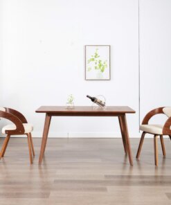vidaXL Eetkamerstoelen 2 st gebogen hout en kunstleer crèmekleurig