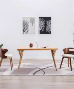 vidaXL Eetkamerstoelen 2 st gebogen hout en kunstleer crèmekleurig