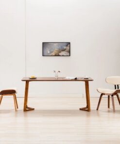 vidaXL Eetkamerstoelen 2 st gebogen hout en kunstleer crèmekleurig