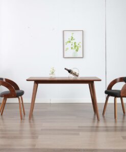 vidaXL Eetkamerstoelen 2 st gebogen hout en stof donkergrijs