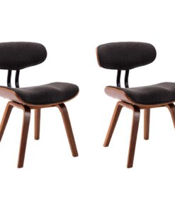 vidaXL Eetkamerstoelen 2 st gebogen hout en stof grijs