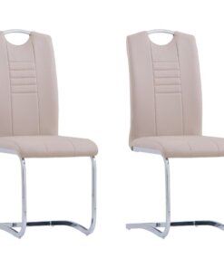 vidaXL Eetkamerstoelen 2 st kunstleer cappuccino