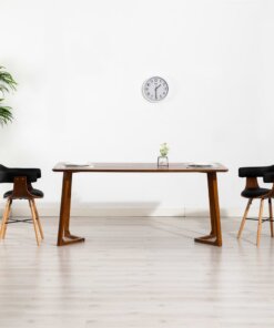 vidaXL Eetkamerstoelen 2 st kunstleer en gebogen hout zwart