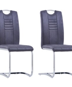 vidaXL Eetkamerstoelen 2 st kunstsuède grijs