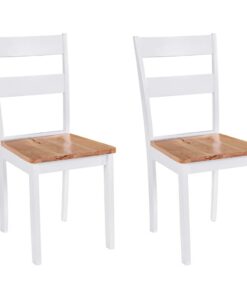 vidaXL Eetkamerstoelen 2 st massief rubberwood wit
