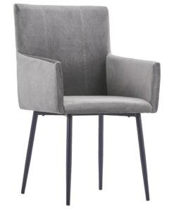vidaXL Eetkamerstoelen 2 st met armleuningen fluweel grijs