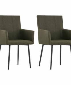 vidaXL Eetkamerstoelen 2 st met armleuningen stof bruin