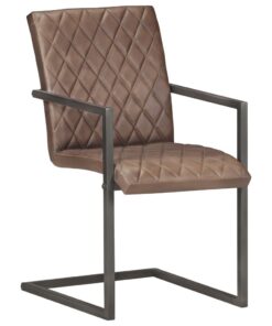 vidaXL Eetkamerstoelen 4 st echt leer bruin