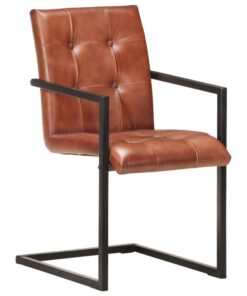 vidaXL Eetkamerstoelen 4 st echt leer bruin