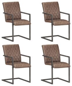 vidaXL Eetkamerstoelen 4 st echt leer bruin