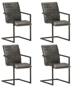 vidaXL Eetkamerstoelen 4 st echt leer grijs