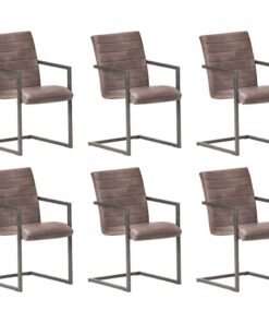 vidaXL Eetkamerstoelen 6 st echt leer bruin