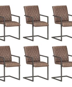 vidaXL Eetkamerstoelen 6 st echt leer bruin