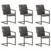 vidaXL Eetkamerstoelen 6 st echt leer grijs