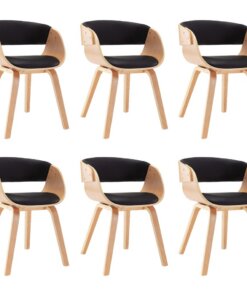 vidaXL Eetkamerstoelen 6 st gebogen hout en kunstleer zwart