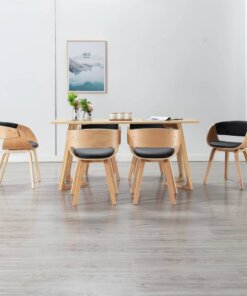 vidaXL Eetkamerstoelen 6 st gebogen hout en kunstleer zwart