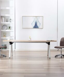 vidaXL Eetkamerstoelen draaibaar 2 st stof taupe