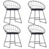 vidaXL Eetkamerstoelen met kunstleren zittingen 4 st staal zwart