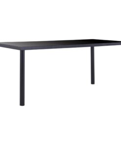 vidaXL Eettafel 180x90x75 cm gehard glas zwart