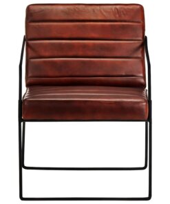 vidaXL Fauteuil echt leer donkerbruin