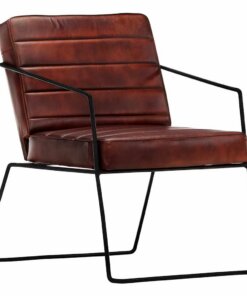vidaXL Fauteuil echt leer donkerbruin