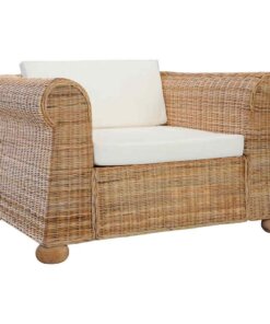 vidaXL Fauteuil met kussens natuurlijk rattan