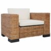 vidaXL Fauteuil met kussens natuurlijk rattan