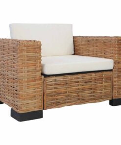 vidaXL Fauteuil met kussens natuurlijk rattan