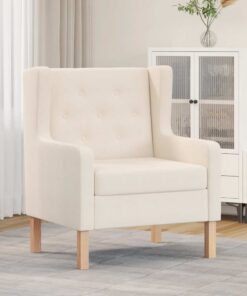 vidaXL Fauteuil stof crèmewit