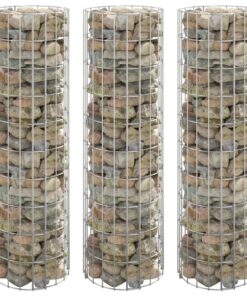 vidaXL Gabion plantenbakken 3 st rond verhoogd Ø30x100 cm staal